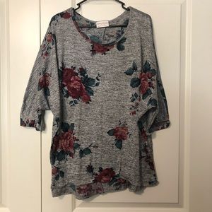 Gray floral top